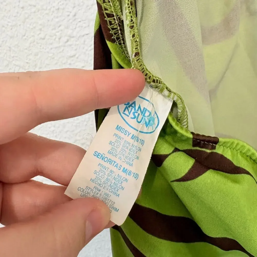 y2k bathing suit tankini top tank babydoll top funky twee girly glam green brown